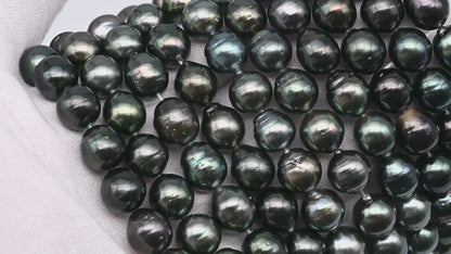 9-10mm Tahitian Pearl in Full Strand with All Natural Color with High Luster and Minor Blemishes for Jewelry Making, SKU# 2286TH