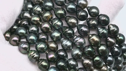 9-10mm Tahitian Pearl in Full Strand with All Natural Color with High Luster for Jewelry Making, SKU# 1855TH