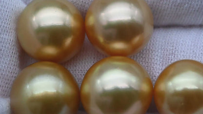 12-13mm Golden South Sea Pearl in Round Undrilled Single Piece, Natural Color with High Luster for Jewelry Making, SKU # 1903GS