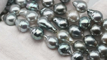 8-9mm Tahitian Pearl in Full Strand with Gray Natural Color with High Luster for Jewelry Making, SKU# 2130TH