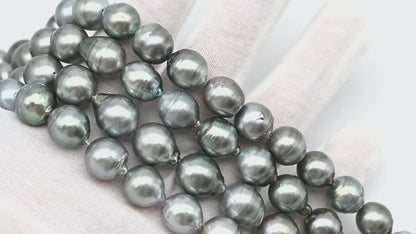 10-11 and 11-12mm Tahitian Pearl in Full Strand, Natural Colors with High Luster, for Jewelry Making, SKU # 2974TH