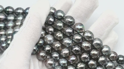 9-10mm Tahitian Pearl in Full Strand, Natural Colors with High Luster, for Jewelry Making, SKU # 3010TH