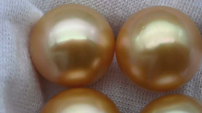 15-16mm Large Size Golden South Sea Pearl in Natural Color with High Luster, Round Single Piece Undrilled for Jewelry Making, SKU # 1906GS