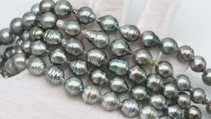 9-10mm Tahitian Pearl in Full Strand, Natural Colors with High Luster, for Jewelry Making, SKU # 2971TH
