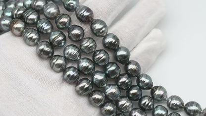 9-10mm Tahitian Pearl in Full Strand, Natural Colors with High Luster, for Jewelry Making, SKU # 3017TH