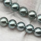 8-9mm Round Tahitian Pearl in Full Strand with Gray Natural Color and High Luster, For Jewelry Making with Blemishes, SKU #2128TH