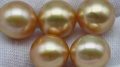 11-12mm Gold South Sea Pearl Near Round Undrilled Single Piece in All Natural Color and High Luster for Jewelry Making, SKU # 1826GS