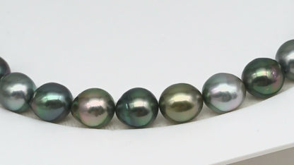9-10mm Tahitian Pearl in Full Strand (No Hole), Natural Colors with High Luster, Temporarily Strung Pearls for Jewelry Making, SKU # 3190TH