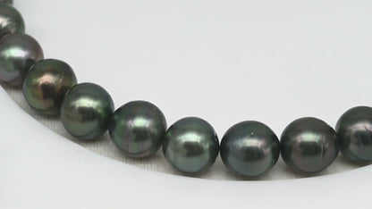 11-12mm Tahitian Pearl in Full Strand (No Hole), Natural Colors , Temporarily Strung Black Pearls for Jewelry Making, SKU # 3337TH