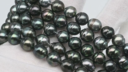 9-10mm Drop Tahitian Pearl in Full Strand with Natural Color and High Luster, For Jewelry Making with  Minor Blemishes, SKU # 2392TH
