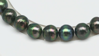 11-12mm Tahitian Pearl in Full Strand (No Hole), Natural Colors , Temporarily Strung Black Pearls for Jewelry Making, SKU # 3340TH