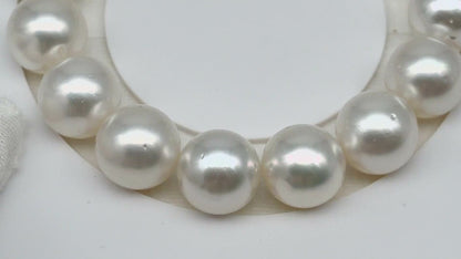 12-13mm White South Sea Pearl Round with Minor Blemishes, Natural Color Pearls for Jewelry Making, 7-8 Inch  (No Hole), SKU # 3220WS