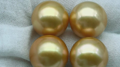 16-17mm Large Size Golden South Sea Pearl in Natural Color with High Luster, Round Single Piece Undrilled for Jewelry Making, SKU # 1907GS