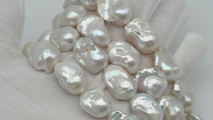 15-16mm x18-20mm Baroque Pearl in Full Strand, Large White Freshwater Pearl for Jewelry Making, SKU # 2784BA