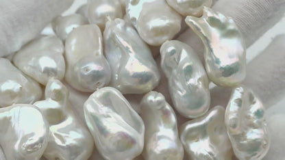 15-20mm x22-30mm Baroque Pearl in Full Strand, Large White Freshwater Pearl for Jewelry Making, SKU # 2786BA
