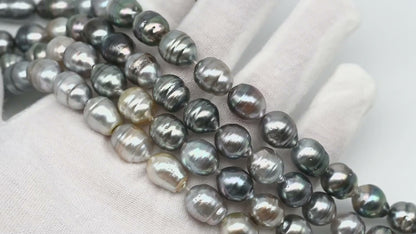 9-10mm Tahitian Pearl in Full Strand, Natural Colors with High Luster, for Jewelry Making, SKU # 3013TH