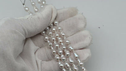 6-7mm Tiny Baroque Pearl, Mini Odd Shape Freshwater Pearl Bead in Natural White Color on a Full Strand, SKU # 2437FW