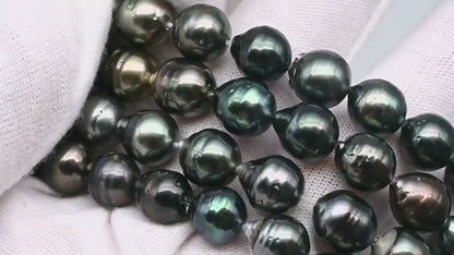 8-9mm Drop Tahitian Pearl in Full Strand with Natural Color and High Luster, For Jewelry Making with Blemishes, SKU # 1852TH