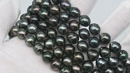 9-10mm Tahitian Pearl in Full Strand with All Natural Color with High Luster for Jewelry Making, SKU# 2261TH