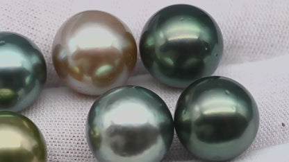 12-13mm Undrilled Round Tahitian Pearl in High Luster and Natural Color with Blemishes, Loose Single Piece, SKU # 1973TH