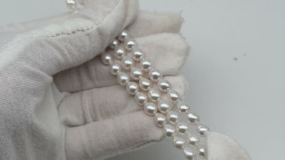 5-5.5mm or 6-7mm Rice Pearl in Natural White Color with High Lusters, Teardrop Shape Full Strand for Jewelry Making or Breading, SKU # 2439FW