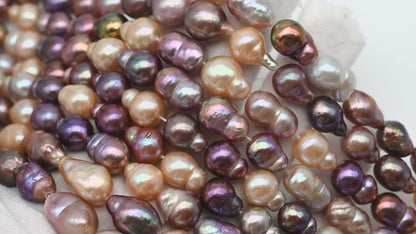 9-11mm Edison Pearl in Full Strand, Freshwater Pearl in Natural Colors with High Luster, Pre-Strung for Jewelry Making, SKU # 2856ED