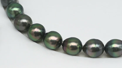 11-12mm Tahitian Pearl in Full Strand (No Hole), Natural Colors , Temporarily Strung Black Pearls for Jewelry Making, SKU # 3341TH