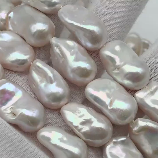 12-16mm Natural Color Baroque Pearl in White-Color Freshwater Pearl Beads with Nice Luster, Full Strand, SKU# 2206BA
