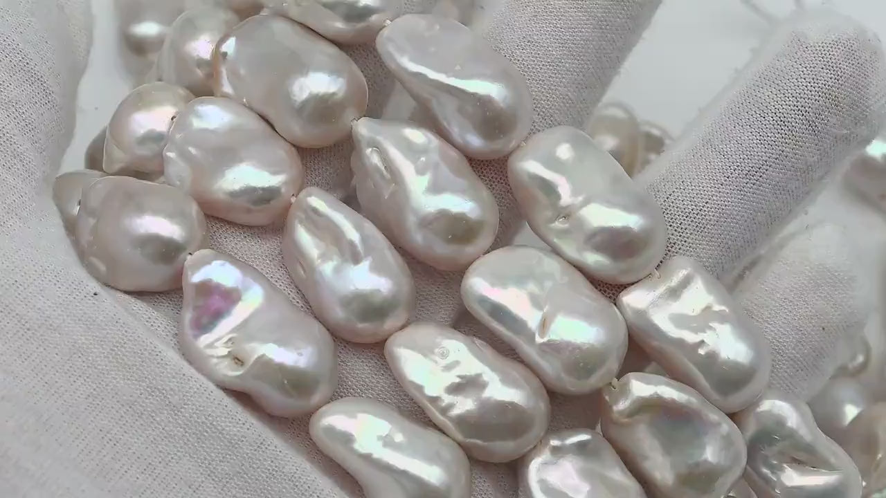 12-16mm Natural Color Baroque Pearl in White-Color Freshwater Pearl Beads with Nice Luster, Full Strand, SKU# 2206BA