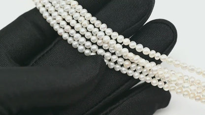 2.5-3mm or 3-4mm Freshwater Pearls Near Round Pearl Beads, White Color, Seed Pearls, Full Strand, SKU# 2902FW
