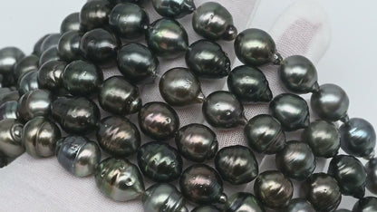 11-12mm Tahitian Pearl Full Strand with Minor Blemishes, Natural Colors, SKU # 3366TH