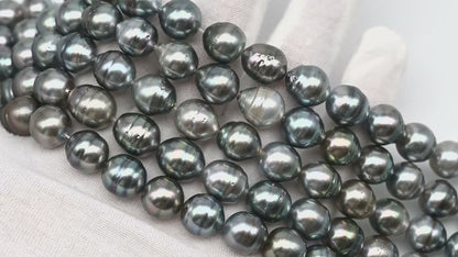 10-11mm Tahitian Pearl in Full Strand, Natural Colors with High Luster, for Jewelry Making, SKU # 3006TH