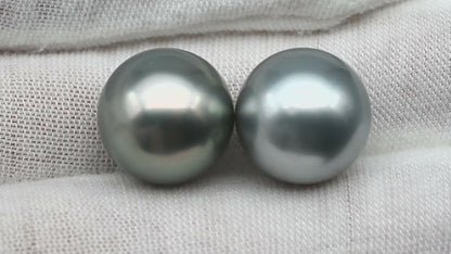 14-15mm Tahitian Pearl Round with High Luster and Natural Color in Silver Blue, Loose Single Piece Undrilled, SKU # 2375TH