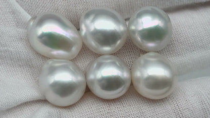 12-13mm White South Sea Pearl Drops in Natural Color with Beautiful Lusters, Loose Single Piece Undrilled for Jewelry Making, SKU # 1748SS