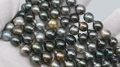 8-10mm Multicolor Tahitian Pearl Bead with High Luster, In Full Strand with Blemishes for Making, SKU # 2260TH