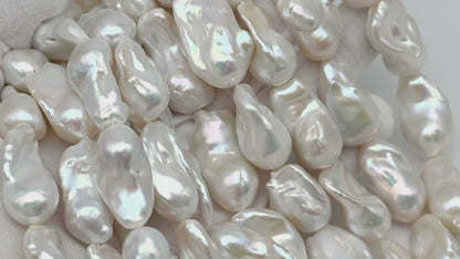 15-18mm x 22-30mm Baroque Pearl in Full Strand, Large White Freshwater Pearl for Jewelry Making, SKU # 2779BA