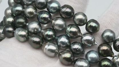 9-10mm Multicolor Drop Tahitian Pearl Bead with High Luster, In Full Strand with Minor Blemishes for Making, SKU # 2397TH
