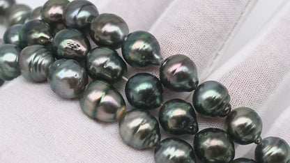 10-11mm Tahitian Pearl Full Strand with Minor Blemishes, Natural Colors, SKU # 3358TH