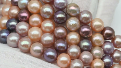 10-12mm Edison Pearl in Full Strand, Freshwater Pearl in Natural Colors with High Luster, Pre-Strung for Jewelry Making, SKU # 3117EP
