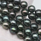 9-10mm Near Round Tahitian Pearl in Full Strand with Natural Color and High Luster, For Jewelry Making with  Minor Blemishes, SKU # 2387TH