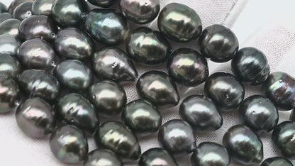 10-11mm Tahitian Pearl Full Strand with Minor Blemishes, Natural Colors, SKU # 3357TH