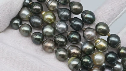 10-11mm Multicolor Round Tahitian Pearl Bead with High Luster, In Full Strand with Blemishes for Making, SKU # 2268TH