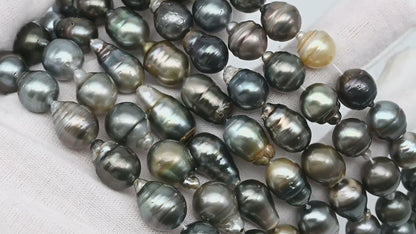 11-12mm Multicolor Tahitian Pearl Bead with High Luster, In Full Strand with Blemishes for Making, SKU # 2270TH