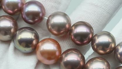12-14mm Edison Pearl Stand Round Rainbow Multi Natural Colors with Super High Luster and Rare to Find Pearl for Making Necklace, SKU# 1172EP