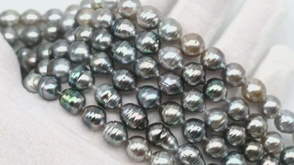 9-10mm Tahitian Pearl in Full Strand, Natural Colors with High Luster, for Jewelry Making, SKU # 3014TH