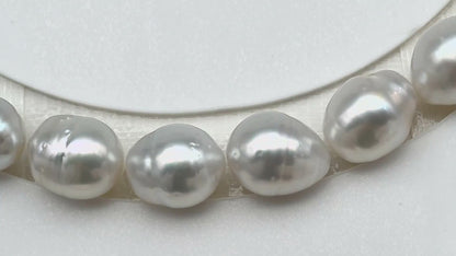 10-11mm White South Sea Pearl with Minor Blemishes, Natural Color Pearls for Jewelry Making, Full Strand (No Hole), SKU # 3362WS