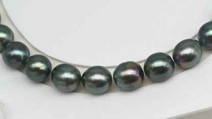 10-11mm Tahitian Pearl in Full Strand (No Hole), Natural Colors , Temporarily Strung Black Pearls for Jewelry Making, SKU # 3308TH
