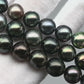 9-10mm Tahitian Pearl Bead in Round Shape with Natural Color and High Luster, Full Strand with Blemishes for Making Jewelry, SKU # 1643TH