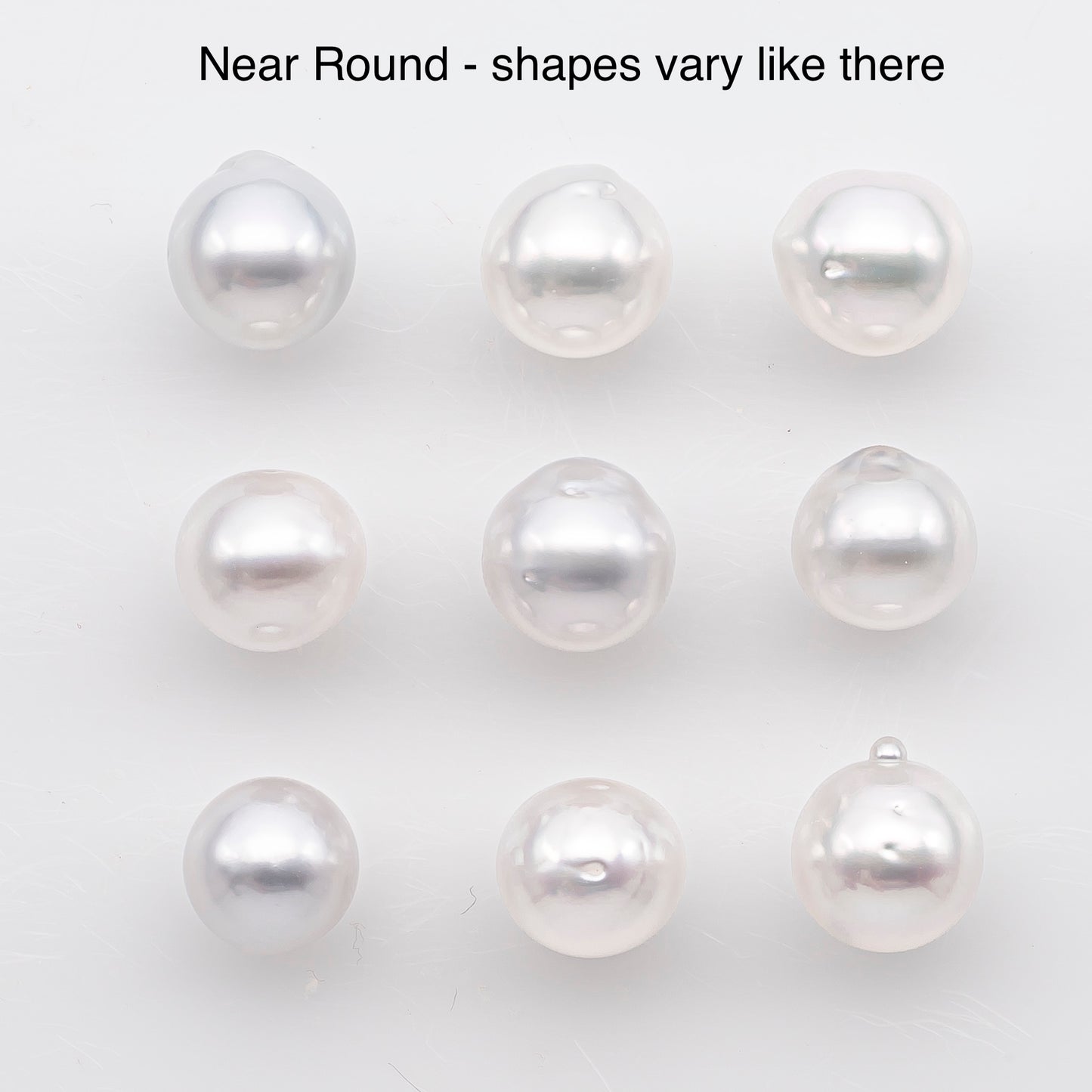 9-10mm White South Sea Pearl Near Round Shape, Loose Undrilled Natural Color, SKU # 2935TH