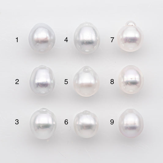9-10mm White South Sea Pearl Drop Shape, Loose Undrilled Natural Color, SKU # 2936TH